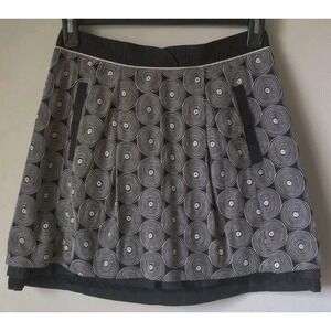 Anthropologie Black and White Circular Print Mini Skirt